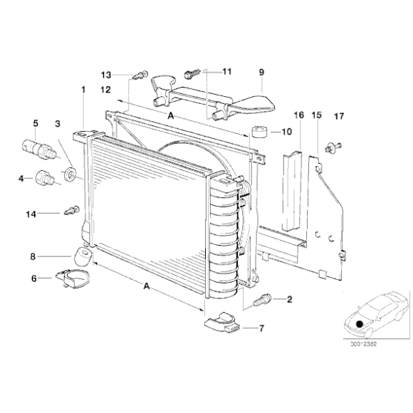 Uchwyt chłodnicy BMW E30 E34 E32 E31 316 318 320 325 325 730 740 530 540 840 - 17111178449