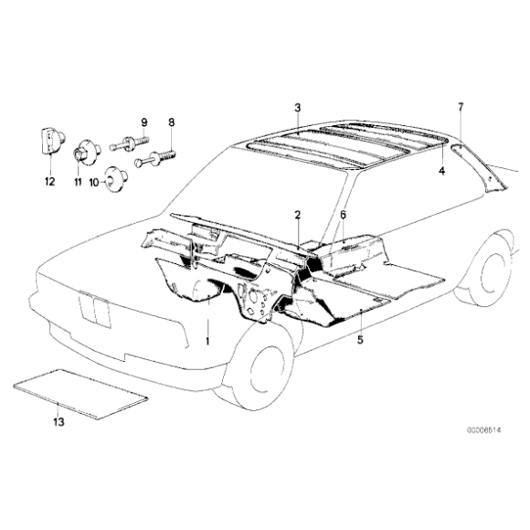 Izolacja dźwiękowa ramy okna tył prawa BMW E30 316 318 320 323 325 - 51481906382