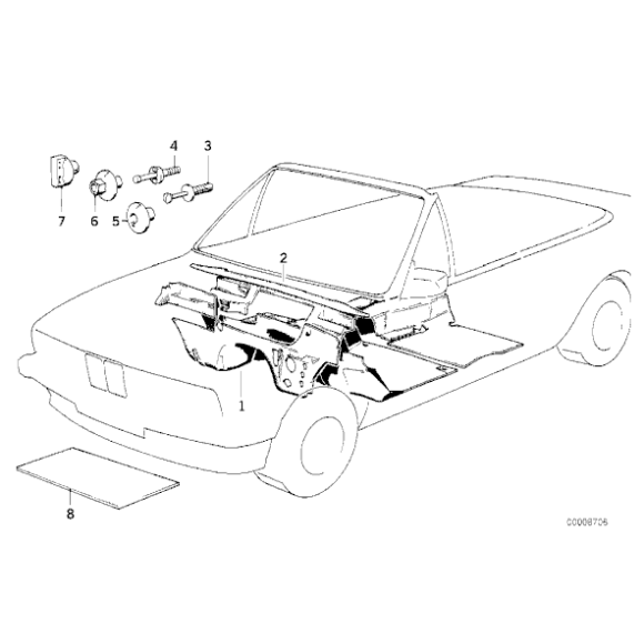 51481906393 Izolacja dźwiękowa ściany grodziowej środkowa BMW E30 316 318 320 325 324 M3 - 51481906393 - Części oryginalne BMW Łódź | Sklep internetowy BMW