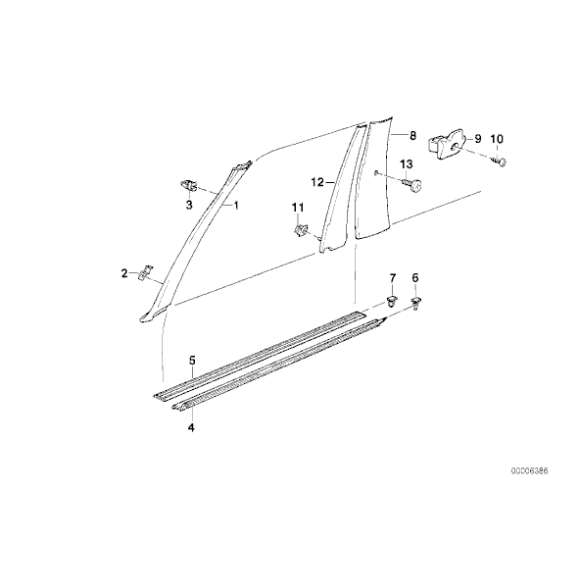 Listwa progu prawa czarna BMW E30 Coupe 316 318 320 323 325 M3 - 51471906724