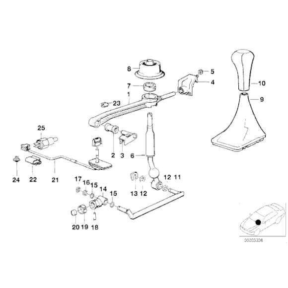 Tulejka koszyczek drążka zmiany biegów BMW E24 E23 E30 E31 E32 E34 E36 E38 E39 E46 E53 X5 E60 E63 E81 E84 E90 F10 F13 F20 F30 G0
