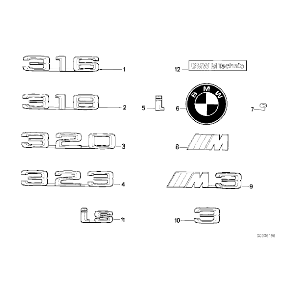 Emblemat naklejany tylny "i" BMW E12 E21 E23 E24 E28 E30 E32 - 51141916137