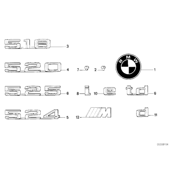 Litera literka "E" na tylną klapę BMW E28 E30 525e 528e 325e eta - 51141916138