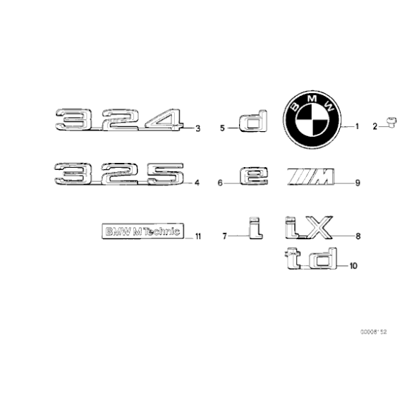 Emblemat naklejany tył BMW E30 325 - 51141924867