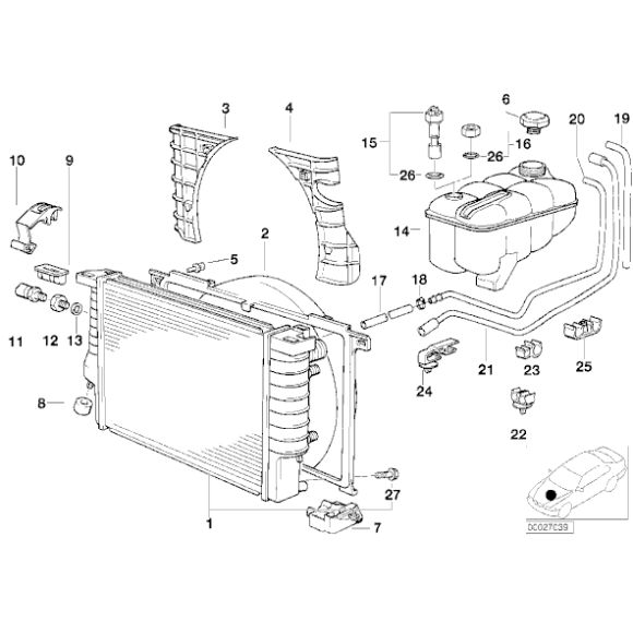 Uchwyt wspornik mocowanie chłodnicy górne BMW E36 Z3 316 318 320 323 325 328 M3 - 17111723341
