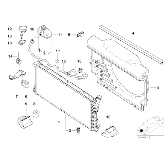 Uchwyt chłodnicy prawy BMW E38 E39 725 728 730 740 735 750 520 523 525 528 530 535 540 M5 - 17111737707