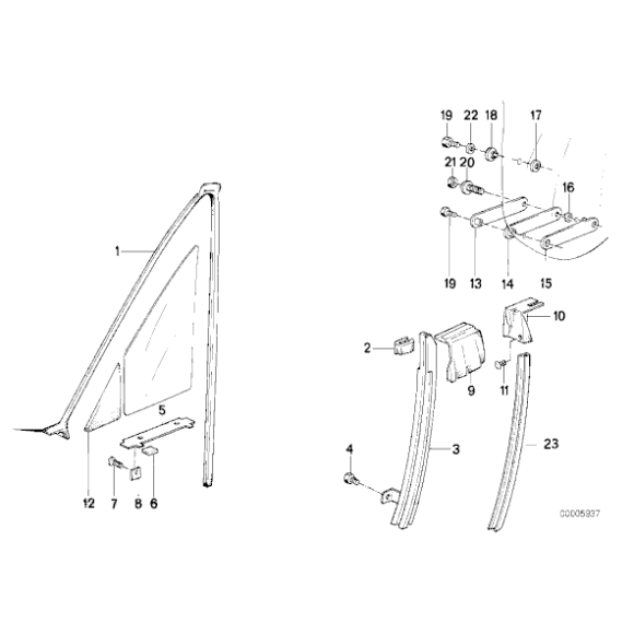 Osłona prawa prowadnicy okna przód BMW E30 318i 320i 325i M3 - 51361933774