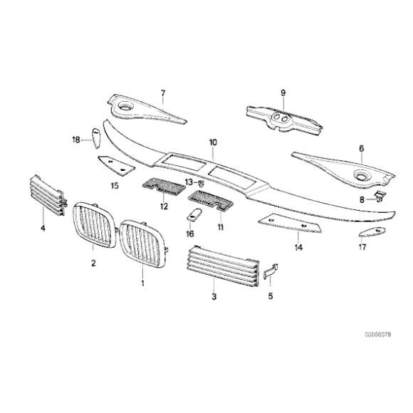 Kratka ozdobna wlotu powietrza prawa BMW E31 840i 840Ci 850Ci 850CSi - 51131940908