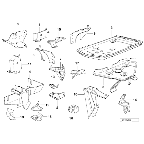 Podstawa pod akumulator BMW E34 sedan 518i 520i 525i - 51711946178