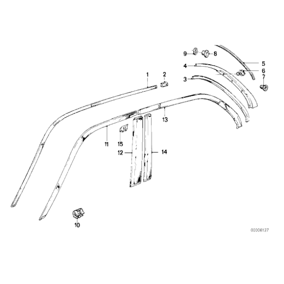 Listwa ozdobna rynienka shadow line tył lewa BMW E30 316 318 320 324 325 - 51131953671