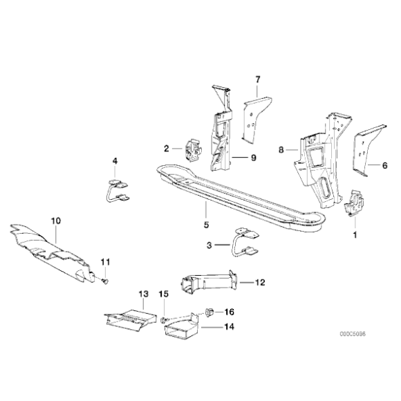 Łącznik blaszany prawy BMW  E32 E34 730i 735i740i 750i 518i 520i 525i 530i 535i 540i M5 - 41111958046