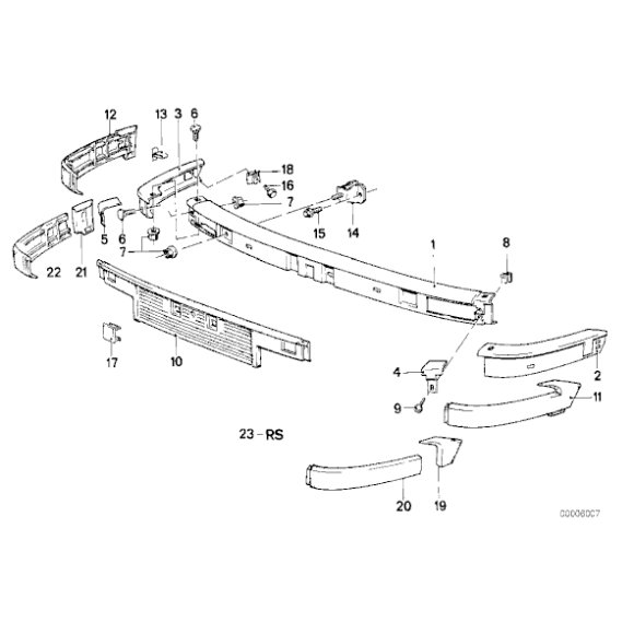 Osłona gruntowana zderzaka przód prawa BMW E30 prod. do 1987-09 316 318 320 323 325 - 51111959888