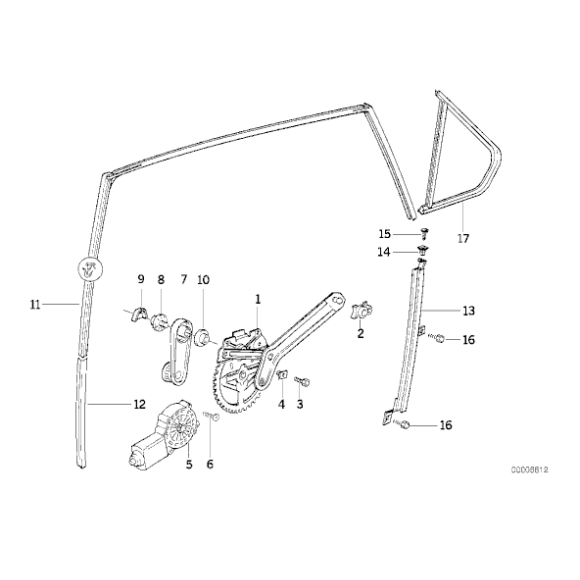 Uszczelka szyby drzwi tył prawa BMW limousine sedan E36 316 318 320 323 325 328 M3 - 51341960916