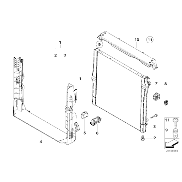 Chłodnica wody silnika BMW E70 X5 3,0si 4,8i prod. od 2009-12 - 17117585036