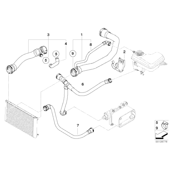 17122249459 Przewód elastyczny wody górny lewy BMW E65 E66 730d M57N - 17122249459 - Części oryginalne BMW Łódź | Sklep internetowy BMW