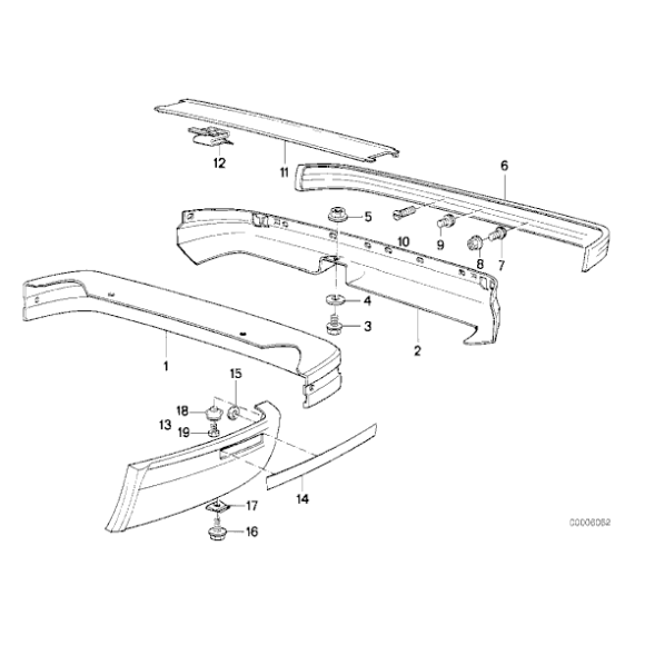 Listwa zderzaka tył BMW E24 M635CSi 635CSi M6 - 51121967517