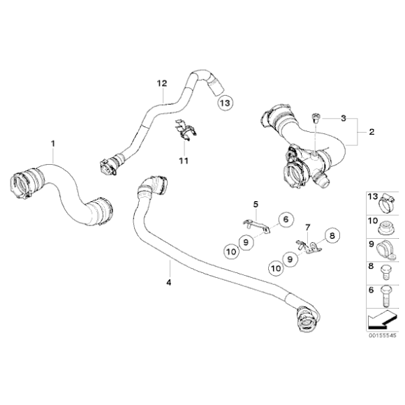 Przewód układu chłodzenia BMW E83N 3,0si 2,5si - 17123415433