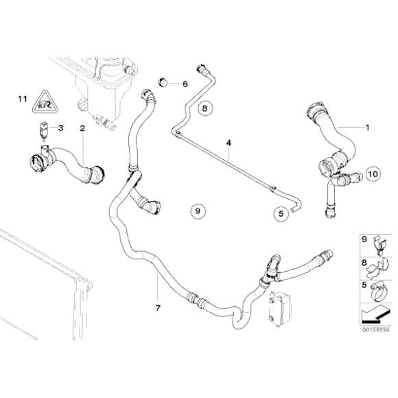 Przewód odpowietrzający zbiorniczka chłodnicy BMW E65 E66 730i 735i 745i M54 N52 - 17127508012