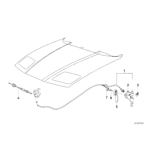 51231970587 Cięgno linka maski przód od zamka BMW E31 840i 840Ci 850Ci 850CSi - 51231970587 - Części oryginalne BMW Łódź | Sklep internetowy BMW
