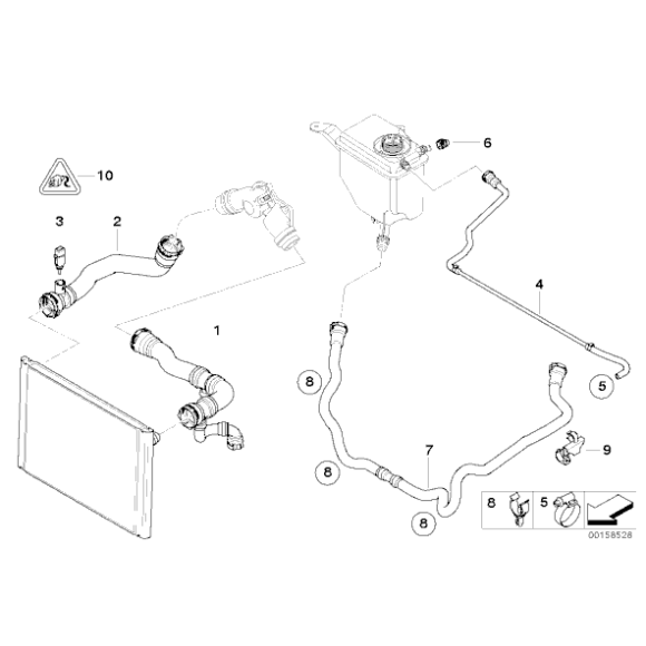 Przewód powrotny elastyczny ukł. chłodzenia BMW E60 E61 520i 525i 530i M54 - 17127519259