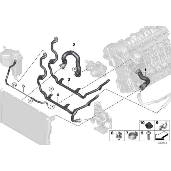 Przewód chłodnicy BMW E82 E88 135i MCoupe E90 E92 E91 E93 335i 335xi - 17127540127