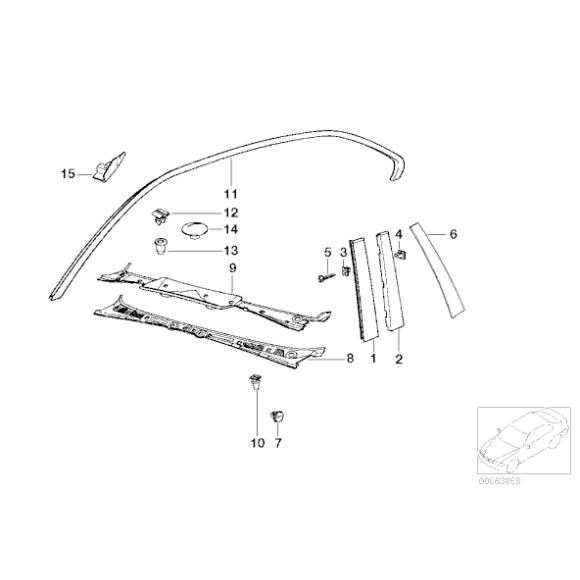 Listwa dachowa prawa BMW E36 Coupe 316 318 320 323 325 328 M3 - 51131977682