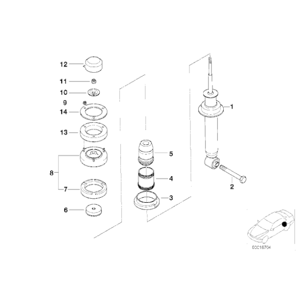 Poduszka amortyzatora tył BMW E39 sedan 535i 540i z zaw. M-technic - 33522229854