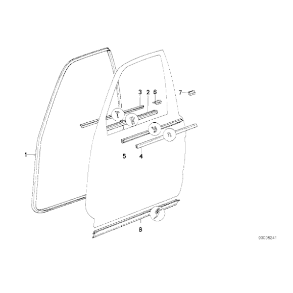 Listwa ochronna uszczelka drzwi przód prawa BMW E34 518 520 525 530 535 540 M5 - 51212232444