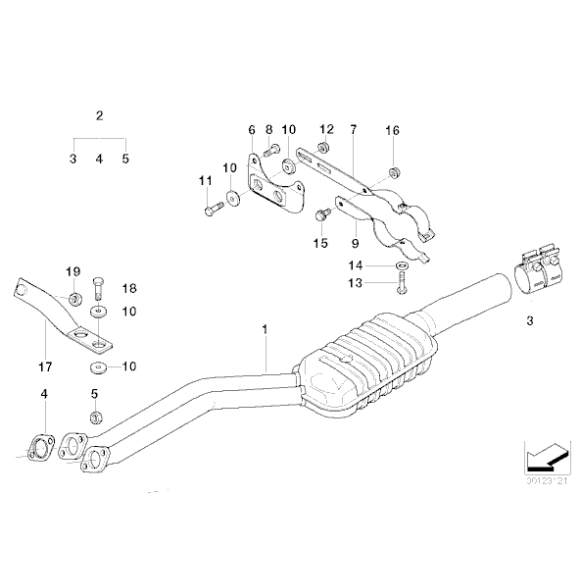 Wspornik rury wydechowej BMW E39 520i 523i 528i - 18201437655