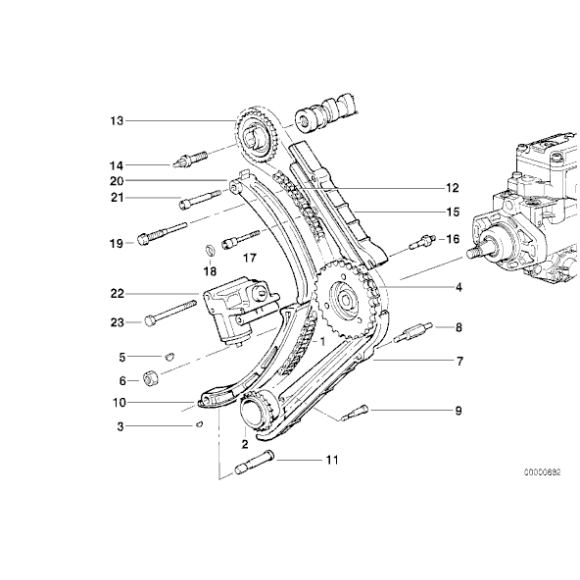 Szyna prowadząca łańcuch rozrządu BMW E34 E36 E39 E38 525td 525tds 318tds 325tds 728tds M51 M41 - 13522243949