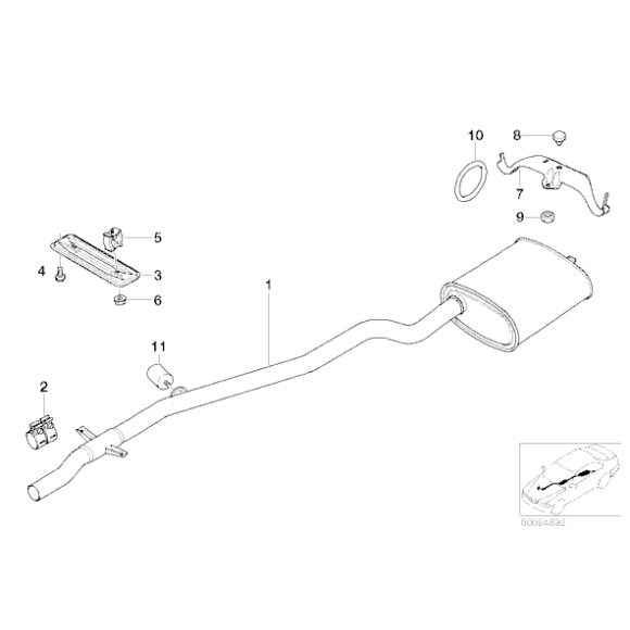Wspornik rury wydechowej BMW E39 520d 530d 525d - 18202248578