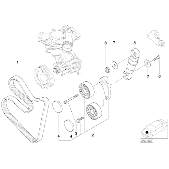 Rolka napinająca z dźwignią BMW E39 M5 - 11282248214