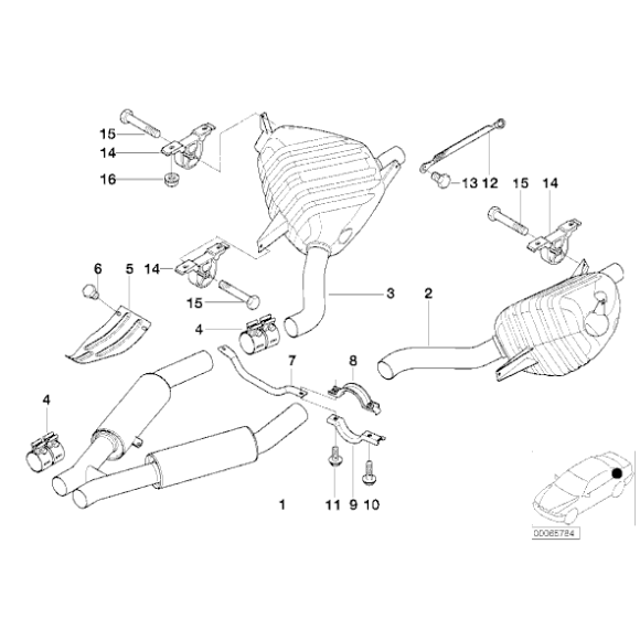 Uchwyt tłumika BMW E38 728i 730i 735i 740i 750i E52 Z3 M - 18211704198
