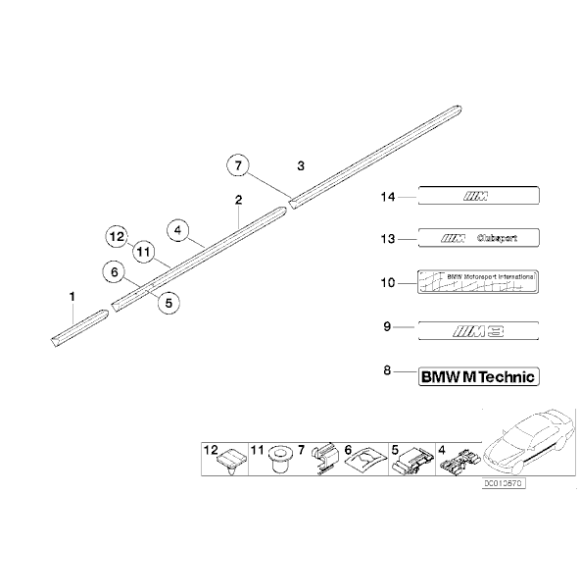 Naklejka wklejka emblemat listwy drzwi "M TECHNIC" BMW E36 316 318 320 323 325 328 - 51132251378