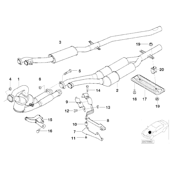 Uchwyt wspornik rury wydechowej BMW E39 525d 530d - 18212247980