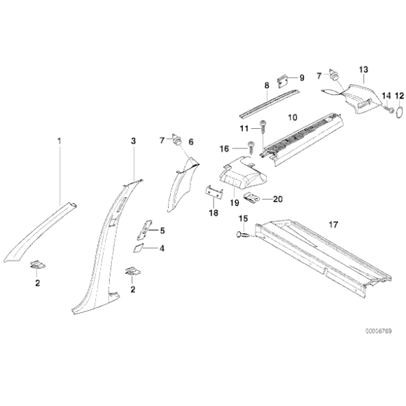Osłona słupka lewa BMW E36 Touring 316i 318tds 323i 328i 325tds 318i 320i - 51442267165