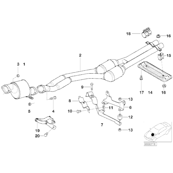 Wspornik rury wydechowej BMW E38 730d - 18212248036