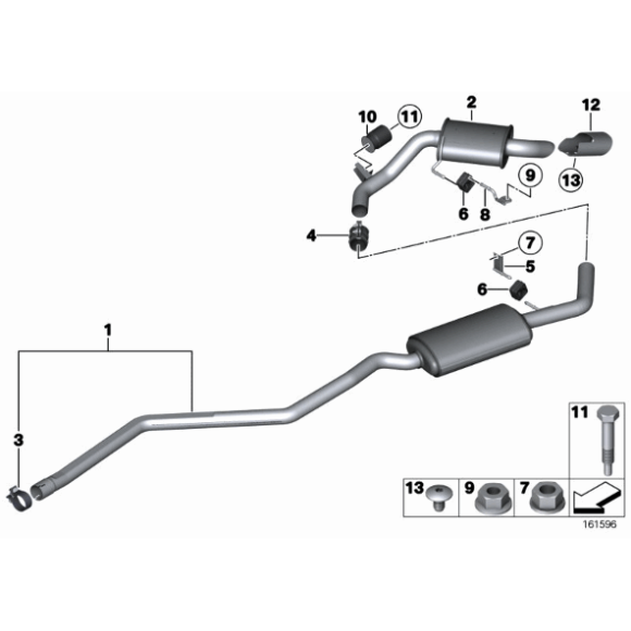 Uchwyt tłumika tył BMW E81 E82 E87 E87N E88 116d 118d 120d - 18307793442