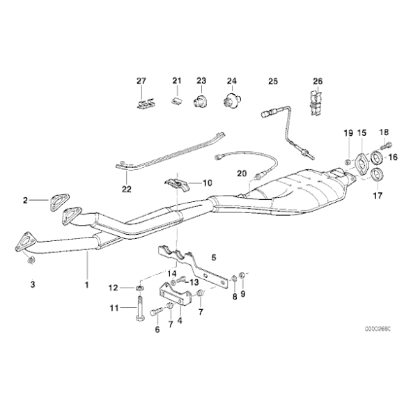 Wspornik rury wydechowej BMW E34 520i M50 - 18321728310
