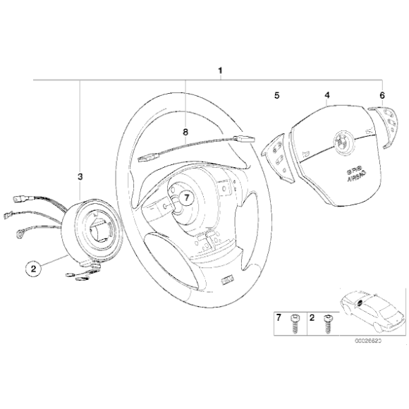 Przełącznik radia/telefonu kierownicy lewy BMW E38 E39 725 728 730 735 740 750 520 523 525 528 530 540 M5 - 61312490233