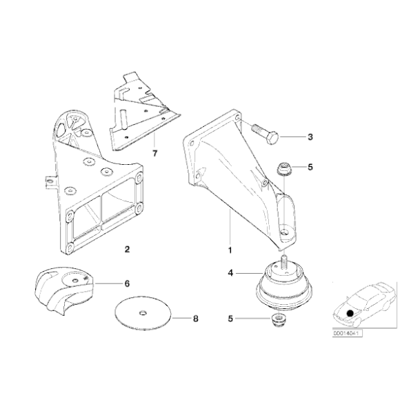 Łapa silnika prawa BMW E46 320 323 325 328 330 M3 E85 E86 Z4 - 22111094694