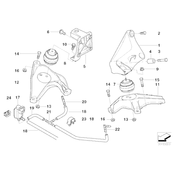 Łapa silnika mocowanie poduszki silnika lewa BMW E39 520d 530d - 22111096079