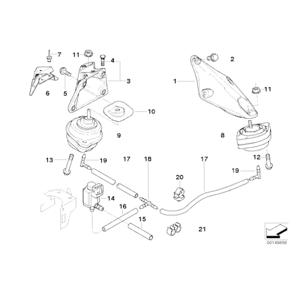 Poduszka silnika lewa BMW E83 X3 3,0d M57N - 22113421297