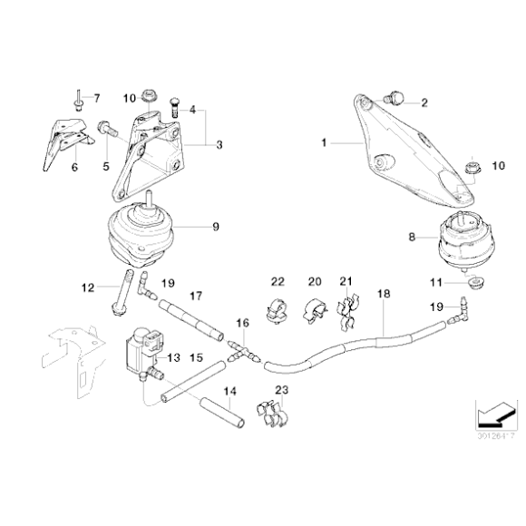 Poduszka gumowa lewa BMW E46 330xd M57 - 22116750861
