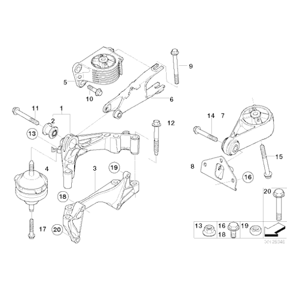 Poduszka gumowa zawieszenia silnika MINI R50 R53 One Cooper S - 22116757369