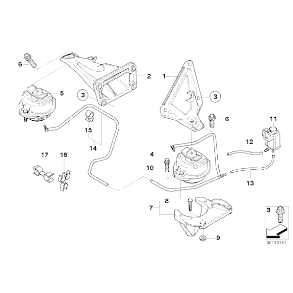 Poduszka silnika gumowa lewa BMW 730d M57N - 22116770795