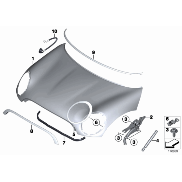 Listwa ozdobna pokrywy silnika MINI R55 R56 R57 R58 R59 Cooper - 51132751040