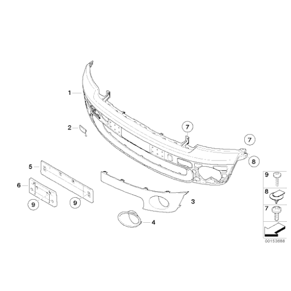 Osłona gruntowana zderzaka przód prawa MINI R55 R56 R57 Cooper One - 51112753998