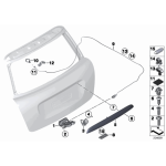 Listwa uchwyt pokrywy bagażnika gruntowana MINI R56 R57 R58 R59 - 51132754240