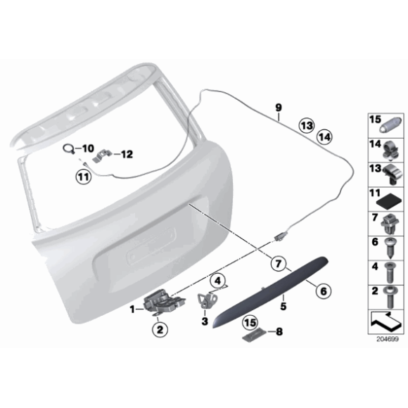 Listwa uchwyt pokrywy bagażnika gruntowana MINI R56 R57 R58 R59 - 51132754240